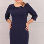 Sukienka wizytowa granatowa ze zdobieniem