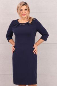 Sukienka wizytowa granatowa ze zdobieniem