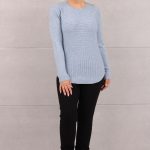 Sweter damski prążkowany niebieski