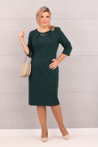 Sukienka wizytowa butelkowa zieleń ze zdobieniem