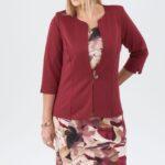 Elegancki żakiet damski bordowy krótki