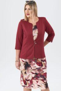 Elegancki żakiet damski bordowy krótki