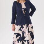 Żakiet damski elegancki granatowy krótki