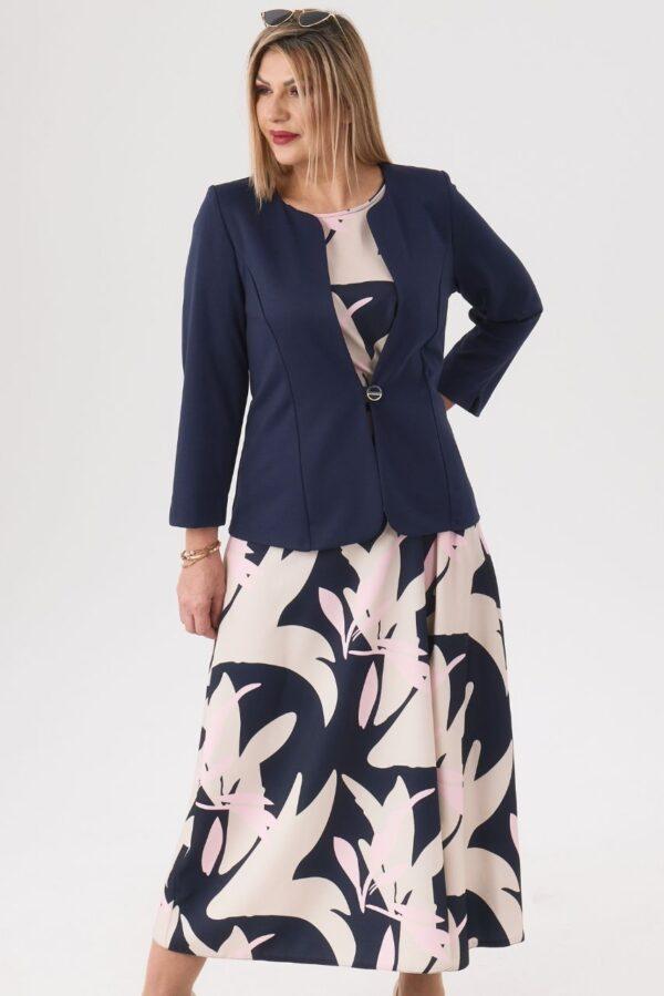Żakiet damski elegancki granatowy krótki