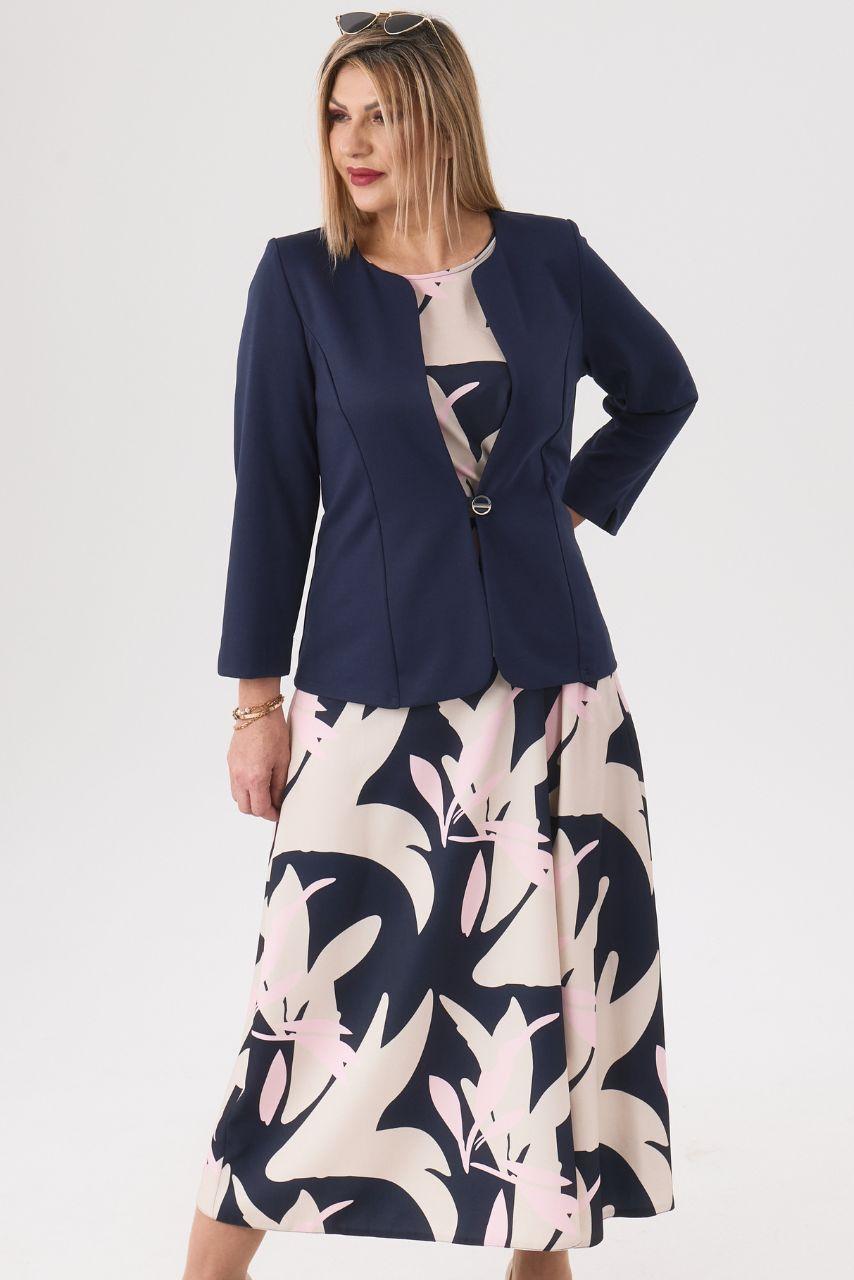 Żakiet damski elegancki granatowy krótki