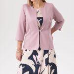 Żakiet damski elegancki różowy krótki