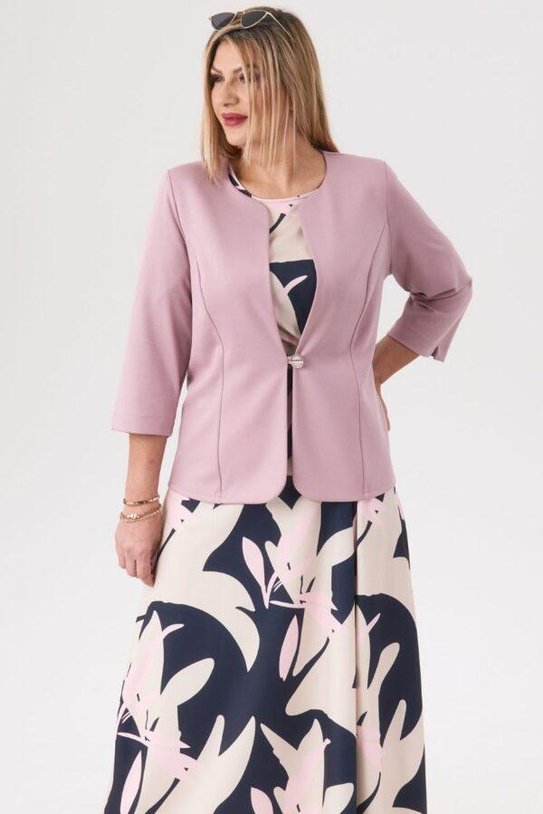 Żakiet damski elegancki różowy krótki