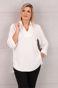 Biała bluzka z kołnierzykiem damska