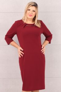Sukienka wizytowa bordowa ze zdobieniem