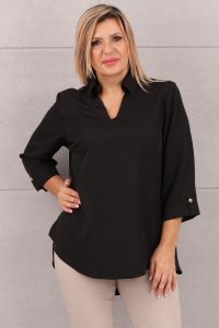 Czarna bluzka z kołnierzykiem damska