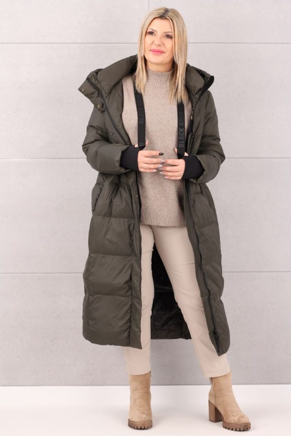 Płaszcz puchowy damski z szelkami zielony