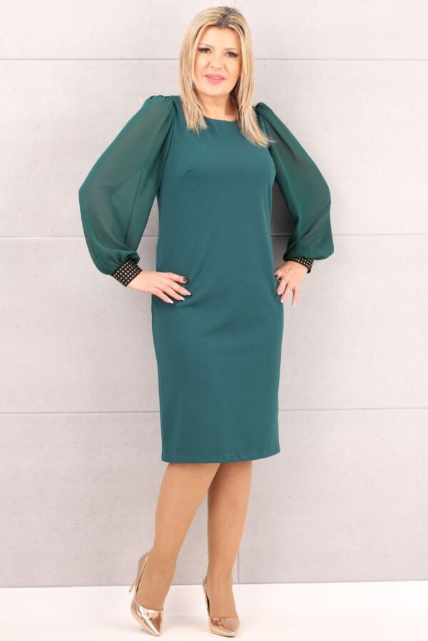 sukienka-gladka-szyfonowy-rekaw-zielona