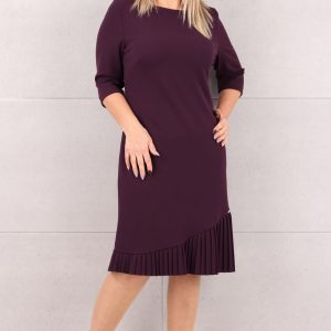 Elegancka sukienka ciemno fioletowa za kolano