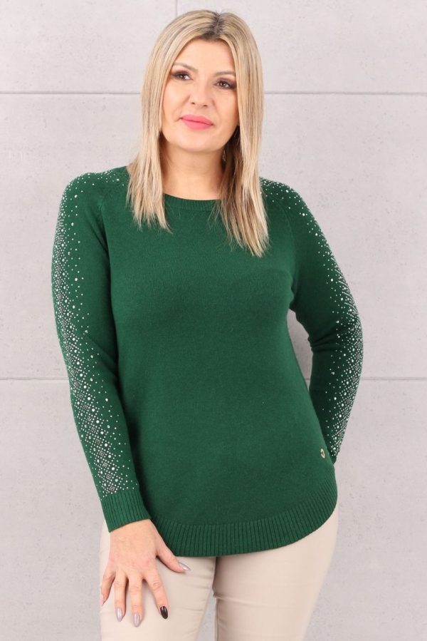 Sweter z dżetami zielony