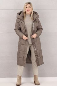 Płaszcz puchowy damski brązowy