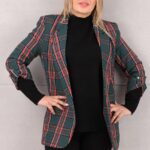 Żakiet damski w kratę zielony