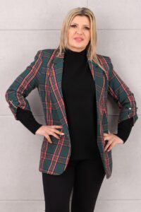 Żakiet damski w kratę zielony