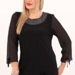 Bluzka z szyfonowym rękawem czarna