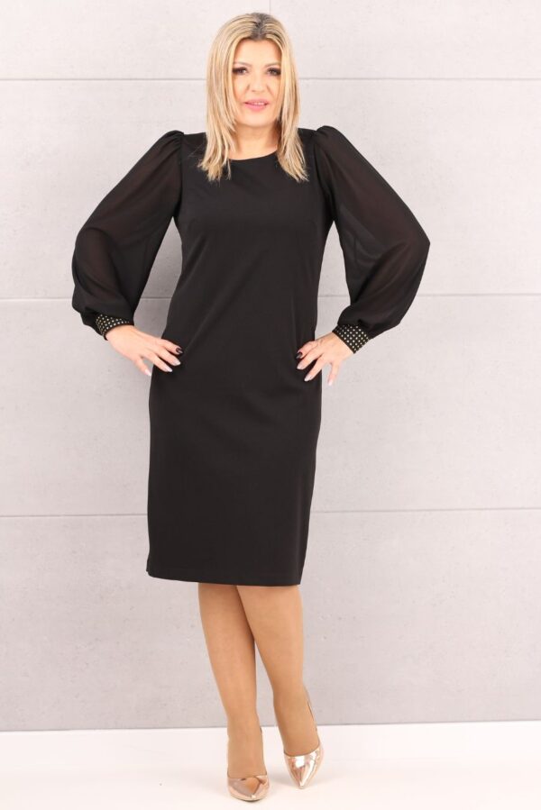 Sukienka gładka szyfonowy rękaw czarna