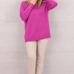 Sweter z warkoczowym splotem różowy