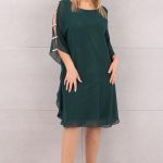 Elegancka sukienka nietoperz butelkowa zieleń