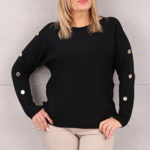 Sweterek damski z guzikami czarny