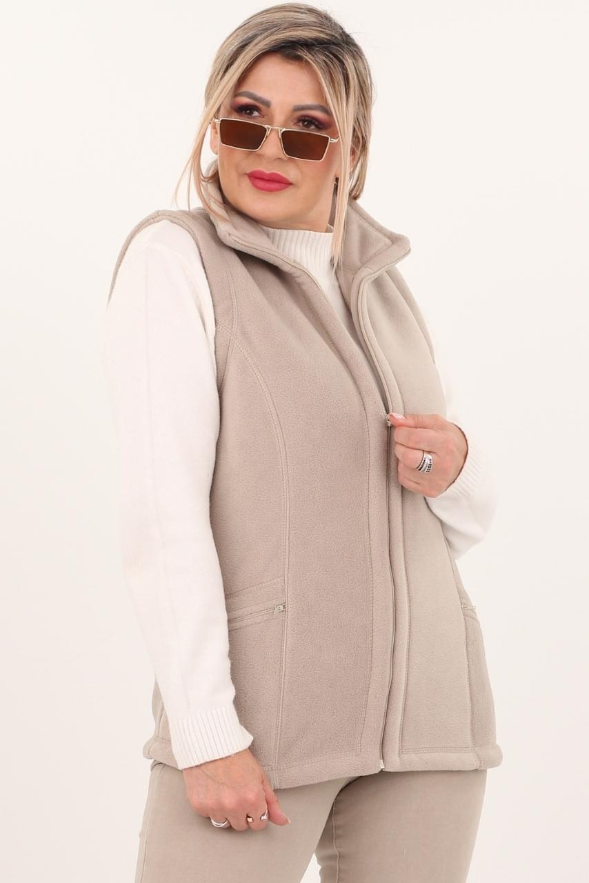 Kamizelka damska XXL polarowa beżowa