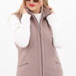 Kamizelka damska XXL polarowa brązowa