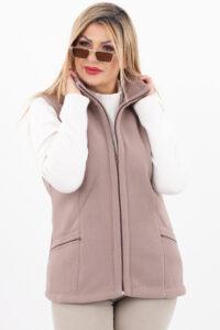 Kamizelka damska XXL polarowa brązowa