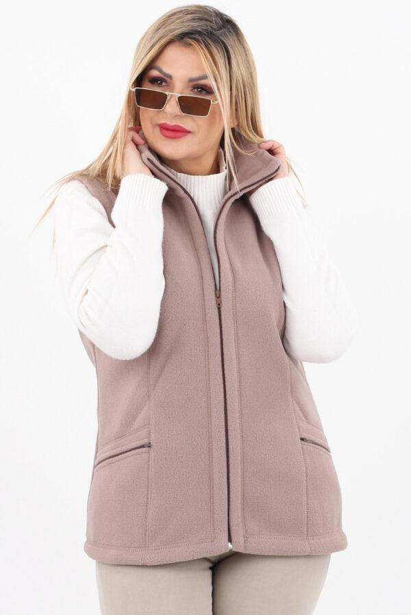 Kamizelka damska XXL polarowa brązowa