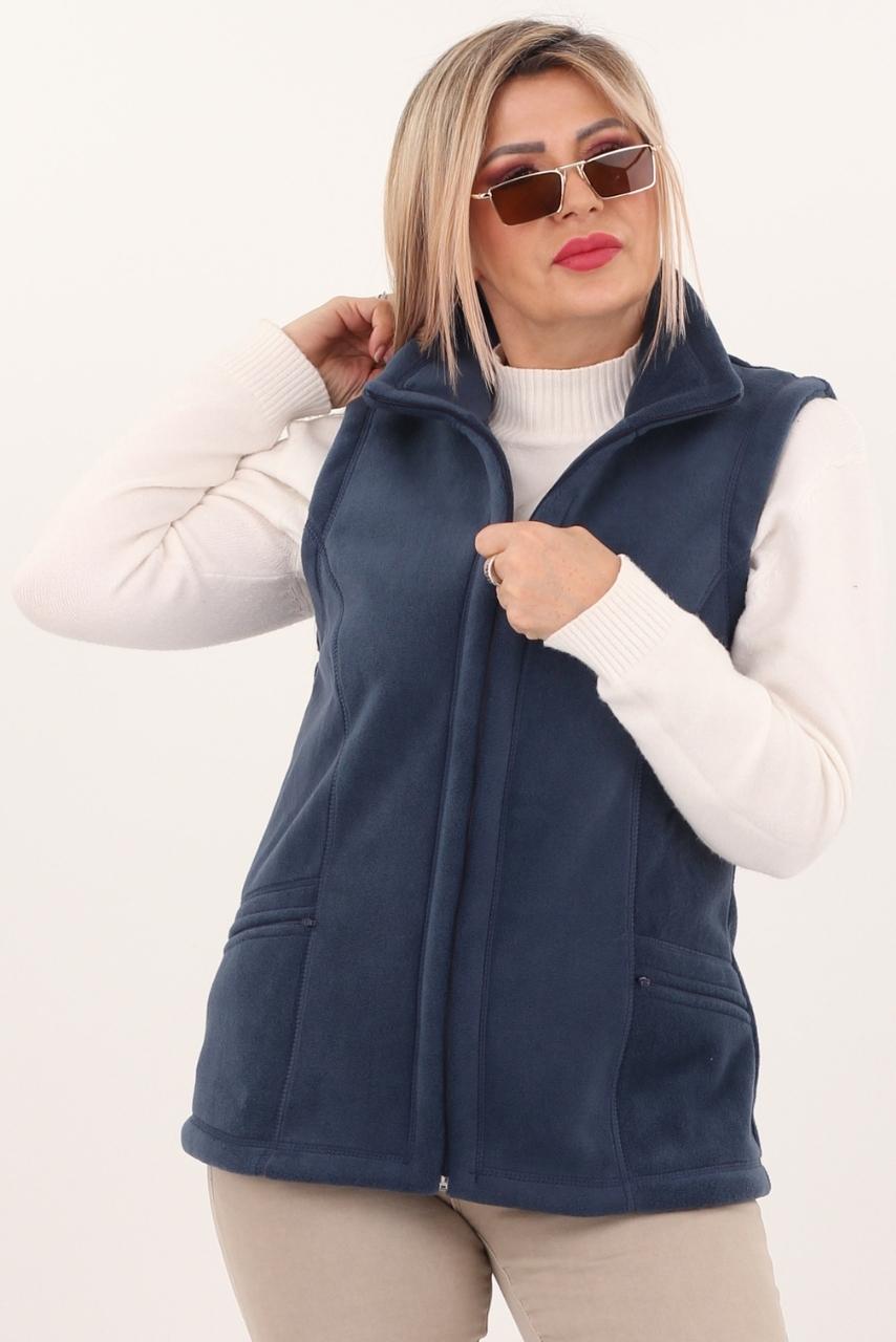 Kamizelka damska XXL polarowa jasny granat