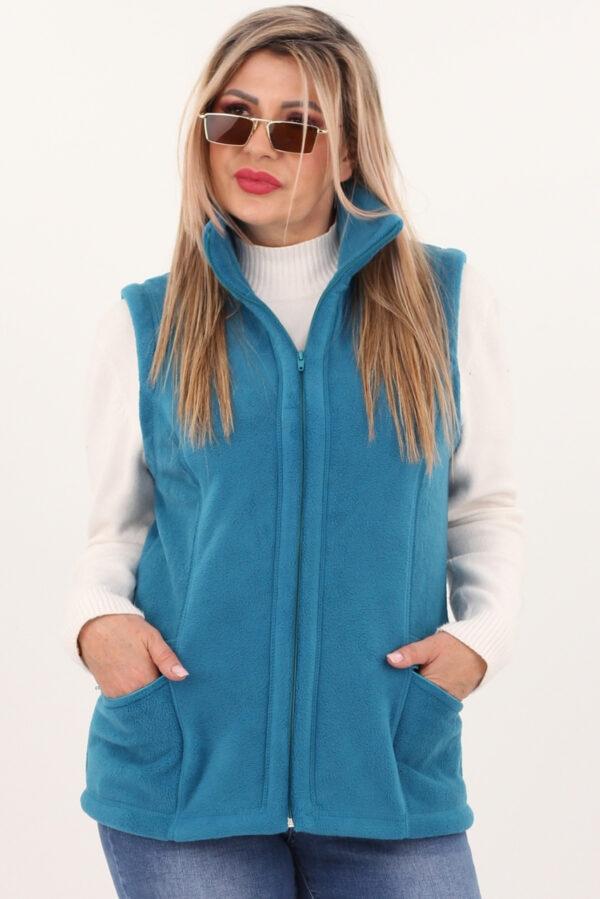Kamizelka damska XXL polarowa niebieska