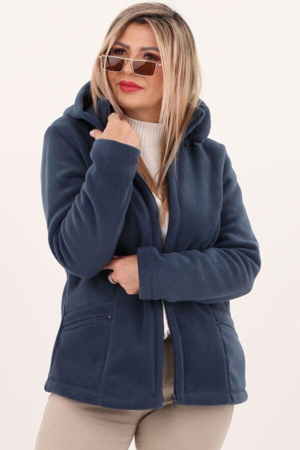 Polar damski z kapturem jasny granat