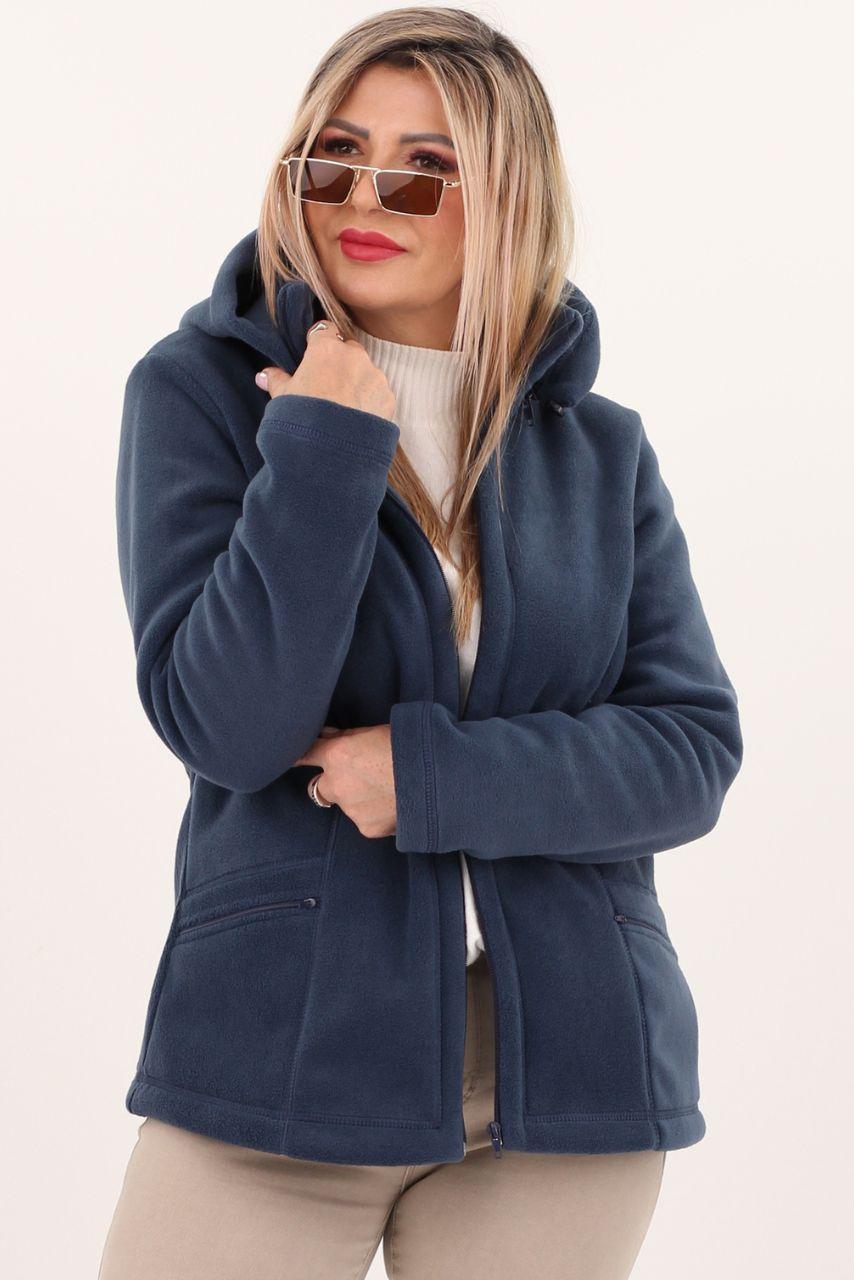 Polar damski z kapturem jasny granat