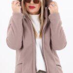 Polar damski z kapturem brązowy