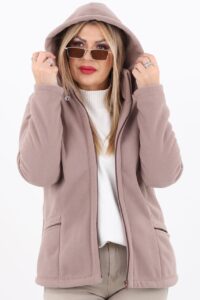 Polar damski z kapturem brązowy