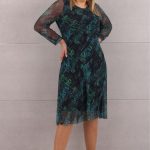 Elastyczna sukienka z siatki turkusowa