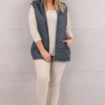 Kamizelka pikowana damska z kapturem granatowa