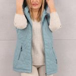 Kamizelka pikowana damska z kapturem morska