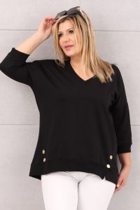 Bluza bawełniana damska z napami czarna