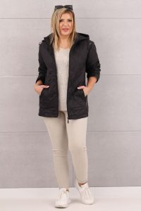Luźna kurtka damska z kapturem czarna