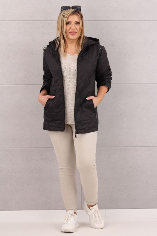 Luźna kurtka damska z kapturem czarna