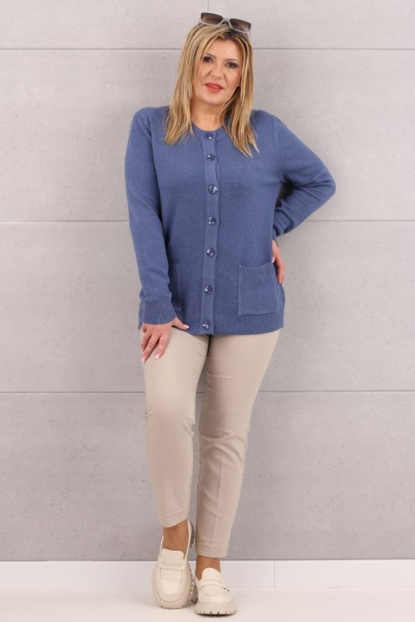 Sweter damski rozpinany ciemnoniebieski