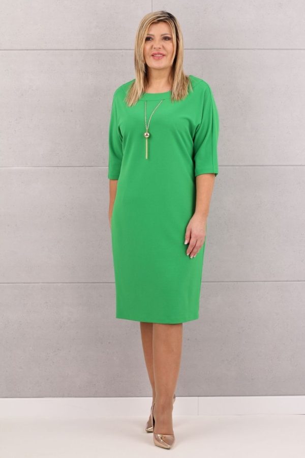 Elegancka sukienka z naszyjnikiem jasnozielona