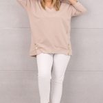 Bluza bawełniana damska z napami beżowa