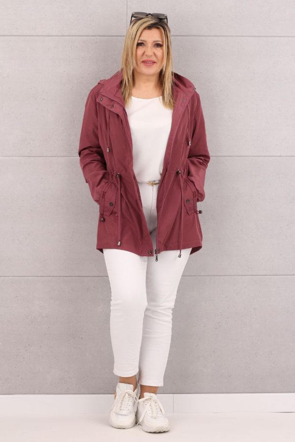 Lekka kurtka parka damska bordowa