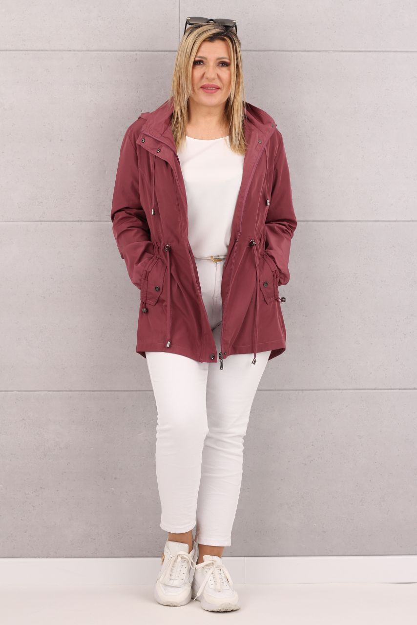 Lekka kurtka parka damska bordowa