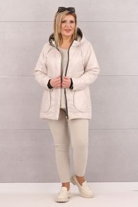 Kurtka wiosenna damska z kapturem beżowa