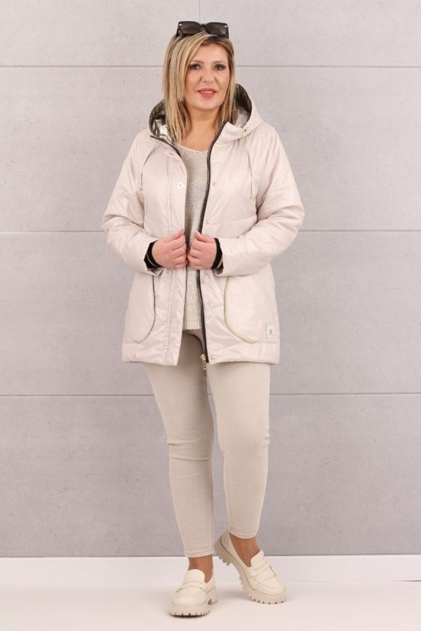 Kurtka wiosenna damska z kapturem beżowa