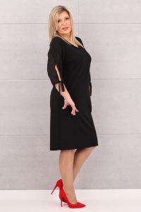 Kobieca sukienka z szyfonowymi rękawami czarna